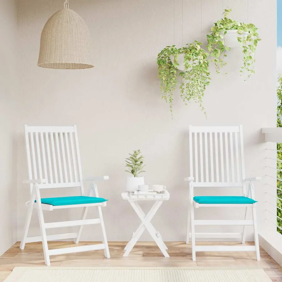 Coussins de chaise de jardin lot de 2 turquoise 50x50x4cm tissu
