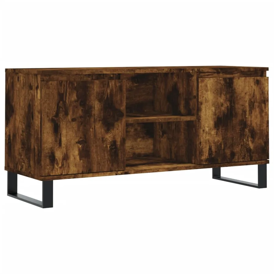 Meuble TV chêne fumé 104x35x50 cm bois d'ingénierie - 2