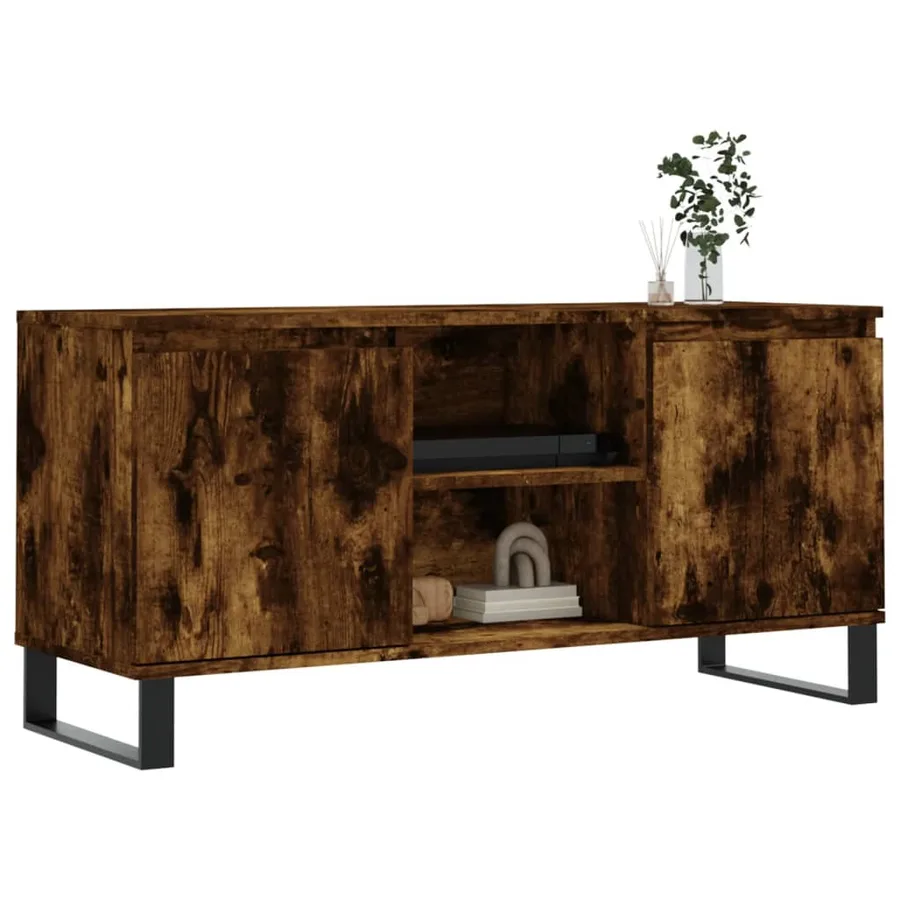 Meuble TV chêne fumé 104x35x50 cm bois d'ingénierie - 3