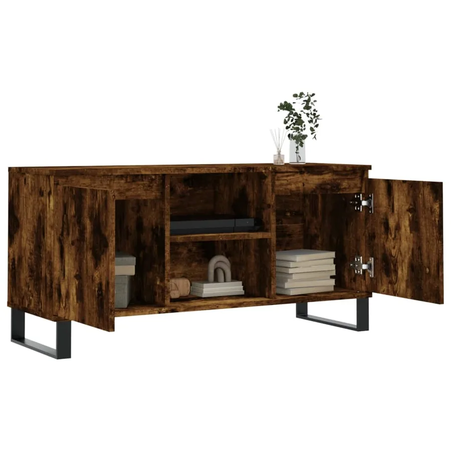Meuble TV chêne fumé 104x35x50 cm bois d'ingénierie - 4