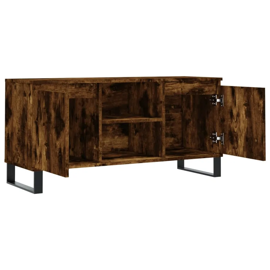 Meuble TV chêne fumé 104x35x50 cm bois d'ingénierie - 6