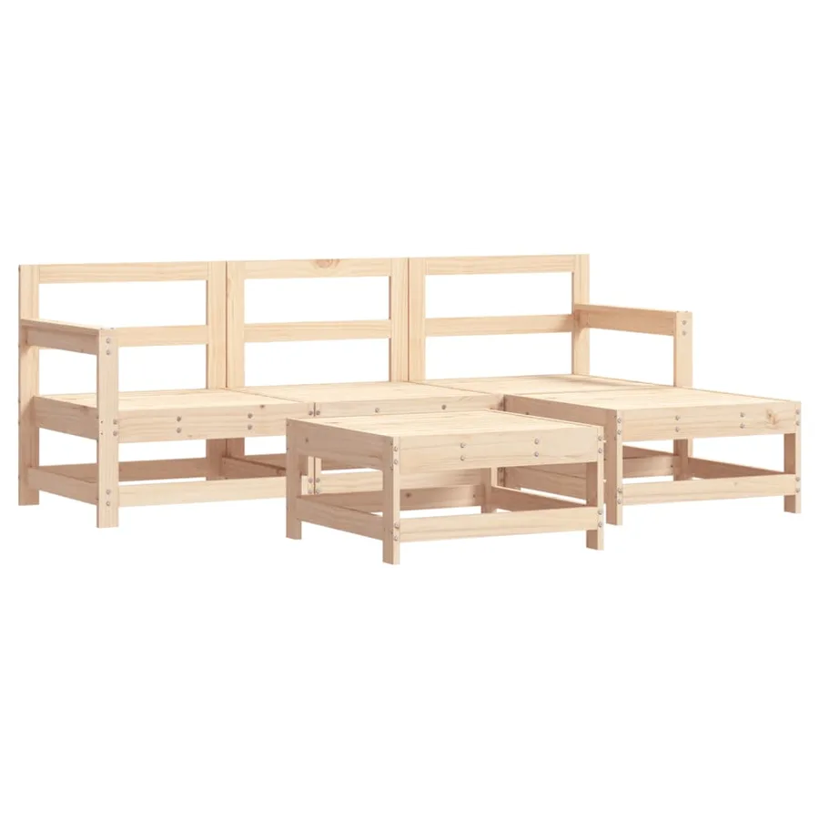 Salon de jardin 5 pcs avec coussins bois massif - 3