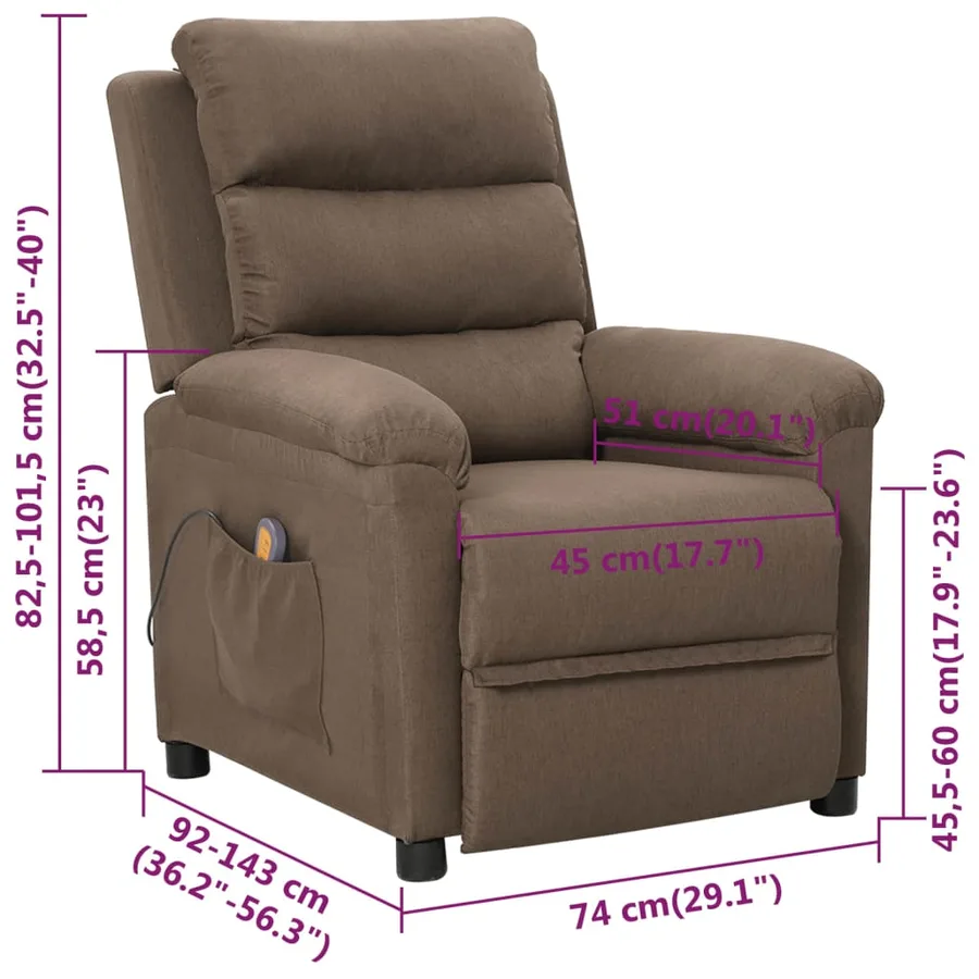 Fauteuil de massage Taupe Tissu - 11