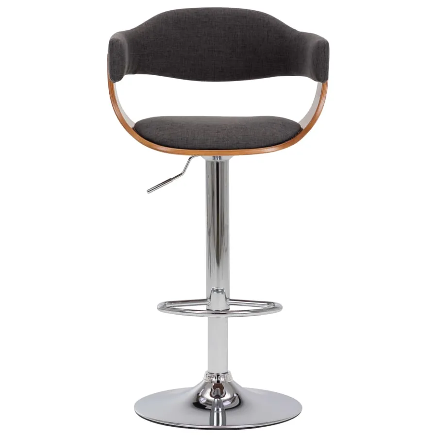 Tabourets de bar lot de 2 gris bois courbé et tissu - 3