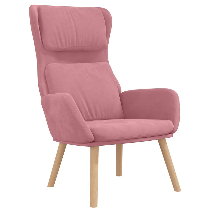 Chaise de relaxation avec tabouret Rose Velours - 3