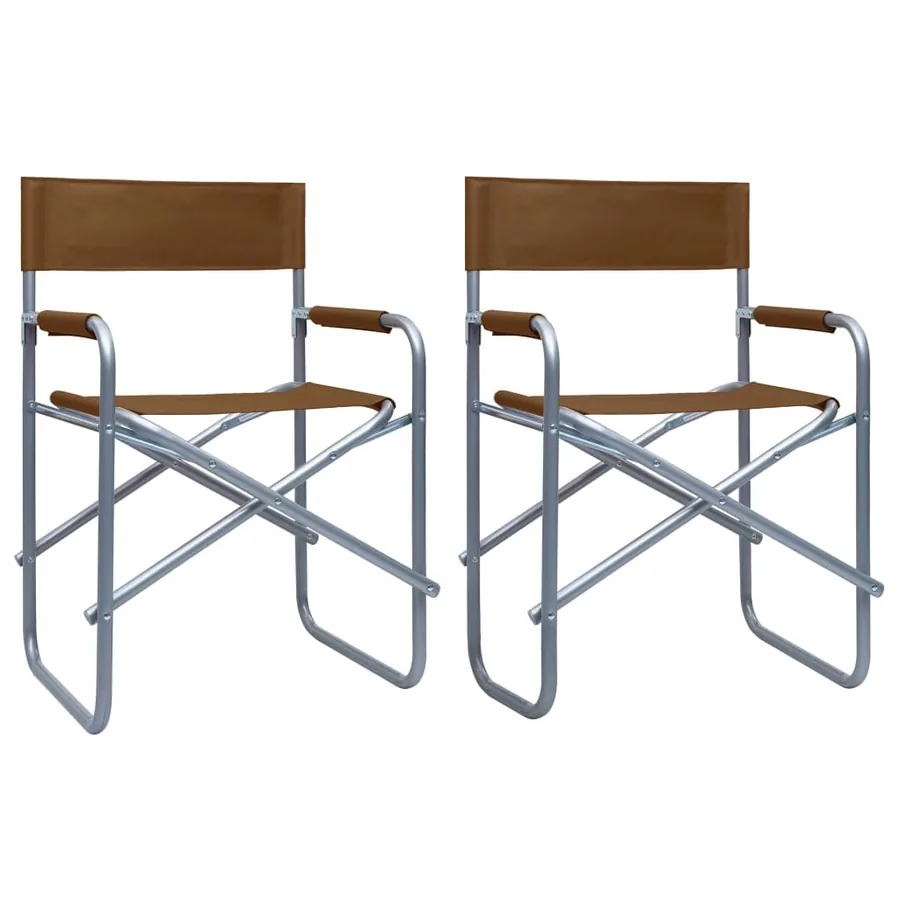 Chaises de metteur en scène lot de 2 Acier Marron