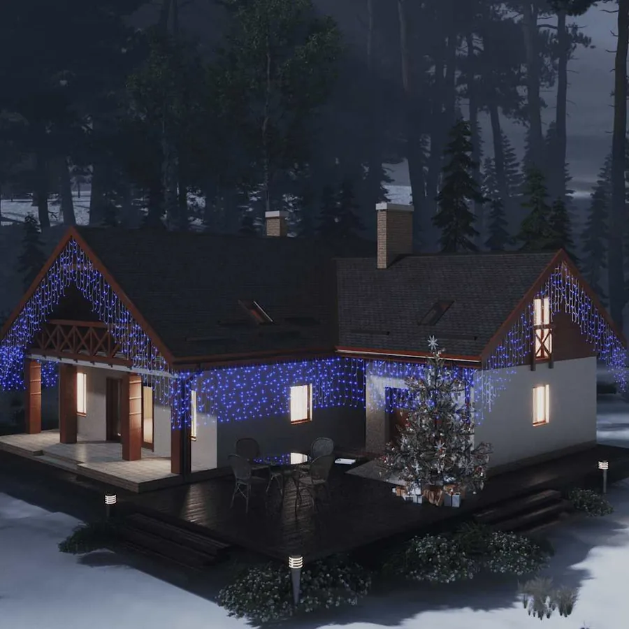 Rideau lumineux à glaçons LED 10m 400 LED Bleu 8 fonctions