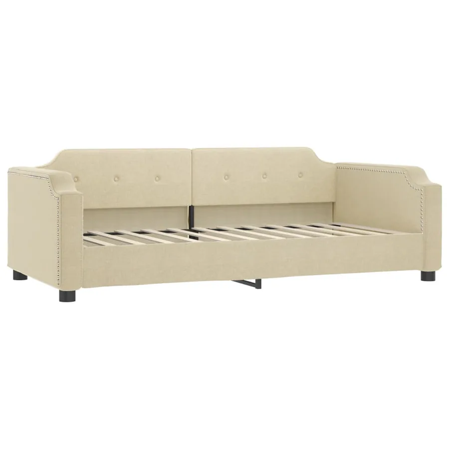 Lit de jour avec matelas crème 90x200 cm tissu - 3