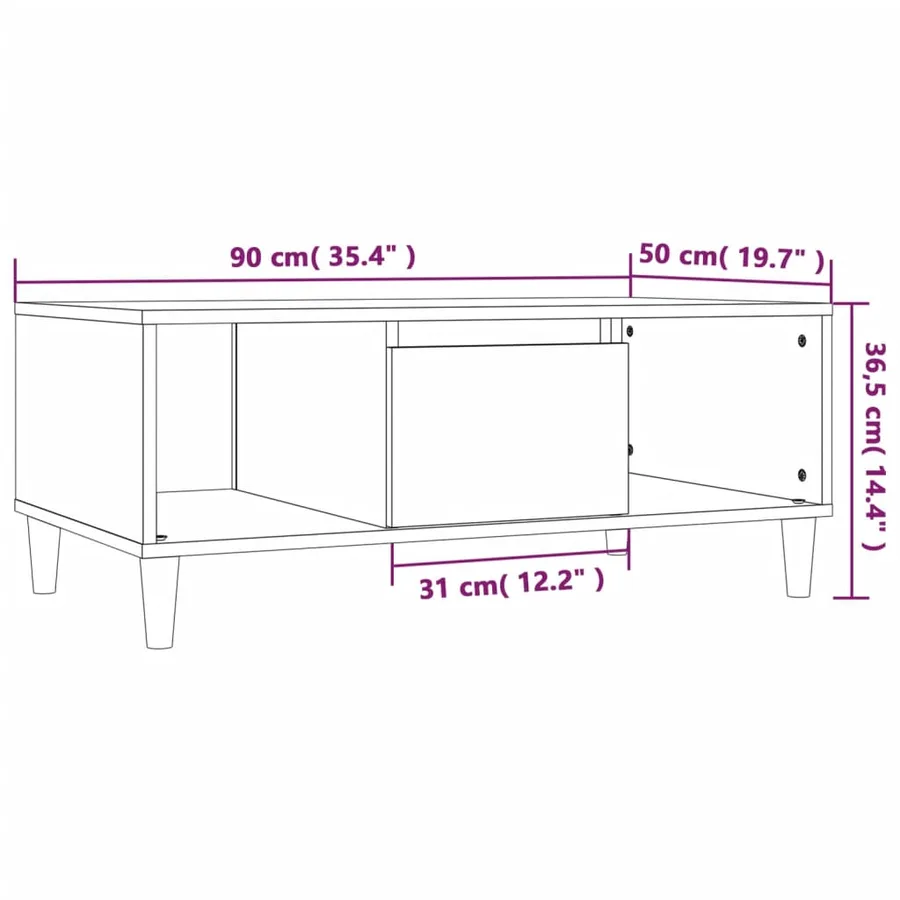 Table basse Chêne marron 90x50x36,5 cm Bois d'ingénierie - 10