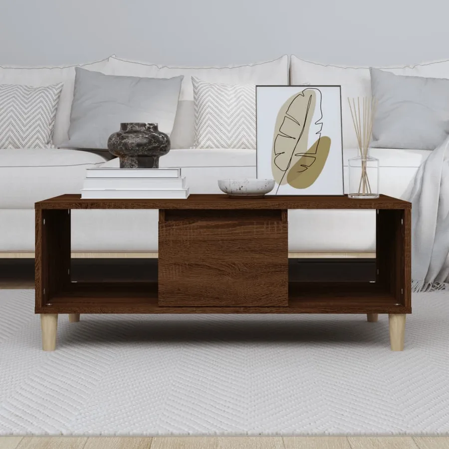 Table basse Chêne marron 90x50x36,5 cm Bois d'ingénierie - 3