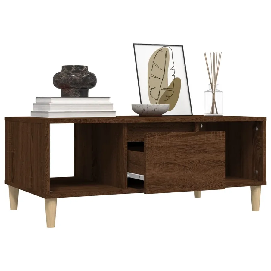 Table basse Chêne marron 90x50x36,5 cm Bois d'ingénierie - 5
