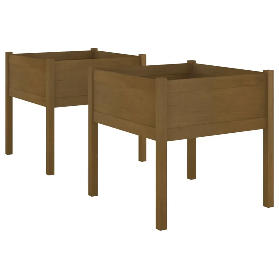 Jardinières 2 pcs Marron miel 70x70x70 cm Bois de pin massif - 2
