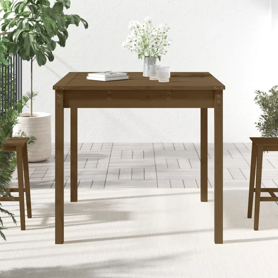 Table de jardin marron miel 82,5x82,5x76 cm bois massif de pin - 3
