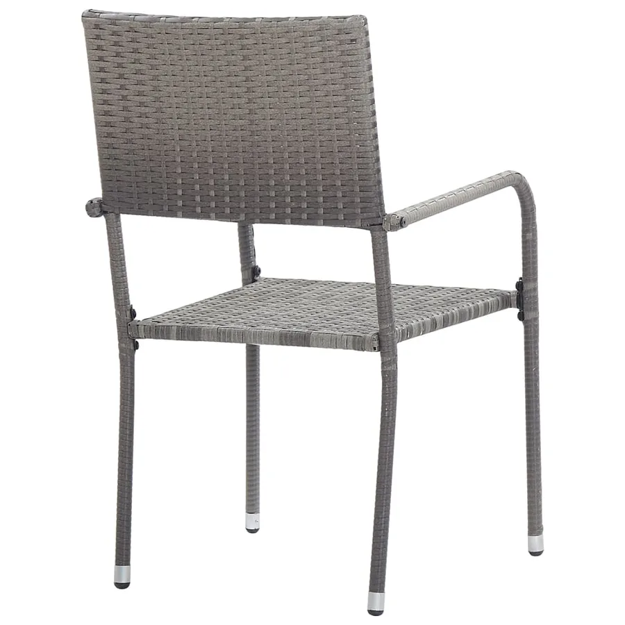 Chaise à dîner de jardin empilable lot de 2 gris résine tressée - 5