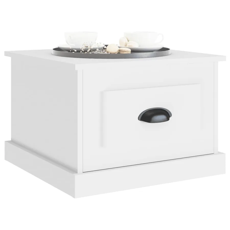 Table basse blanc 50x50x35 cm bois d'ingénierie - 4