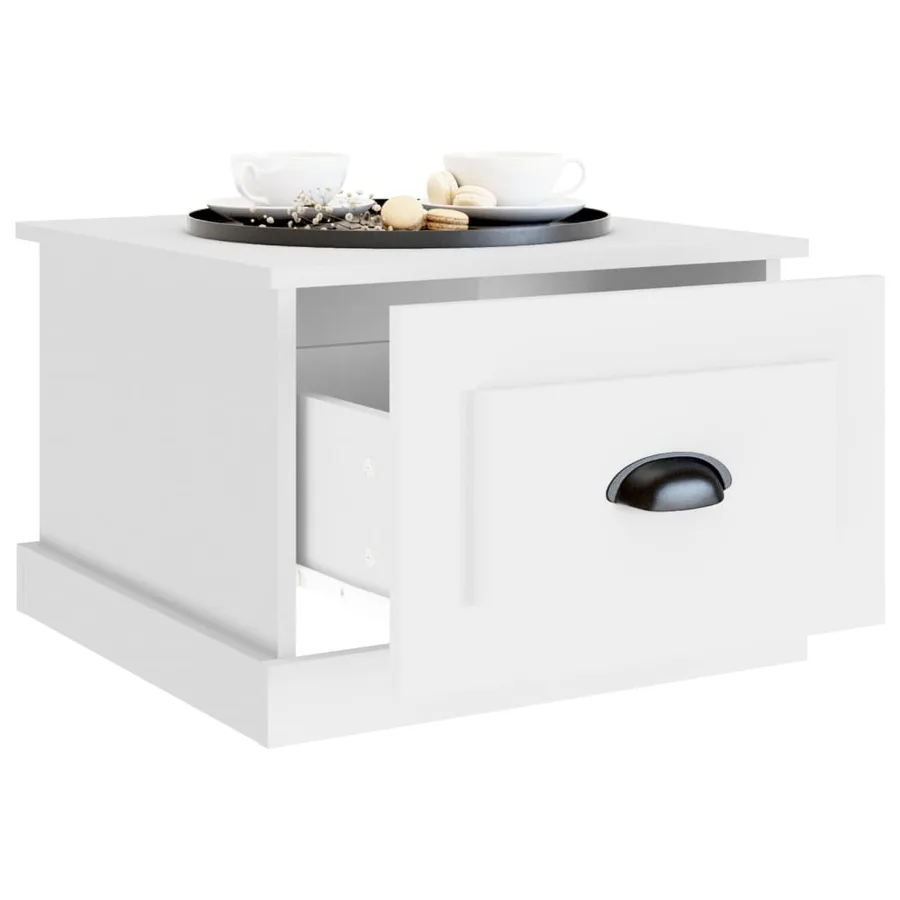 Table basse blanc 50x50x35 cm bois d'ingénierie - 5