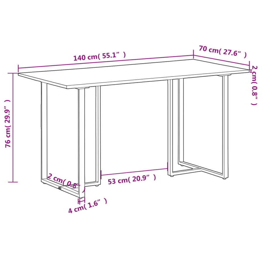 Table de salle à manger 140 cm Bois de récupération massif - 6