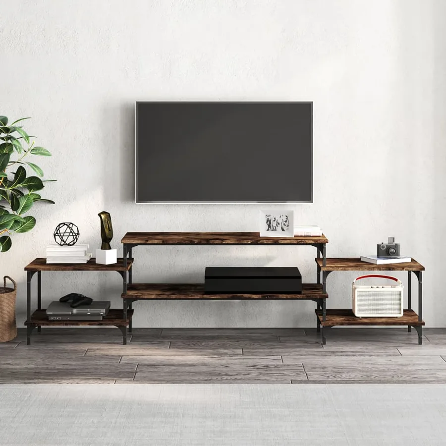 Meuble TV chêne fumé 197x35x52 cm bois d'ingénierie - 3