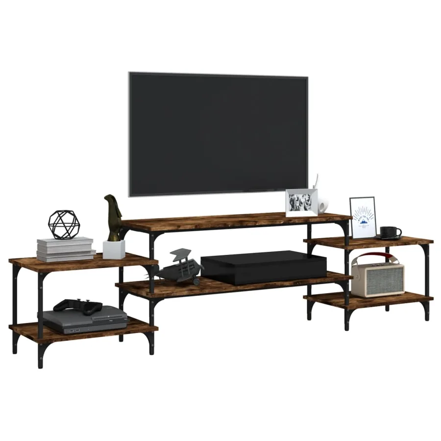 Meuble TV chêne fumé 197x35x52 cm bois d'ingénierie - 4