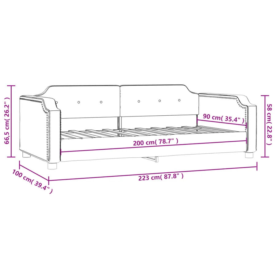 Lit de repos sans matelas crème 90x200 cm tissu - 8
