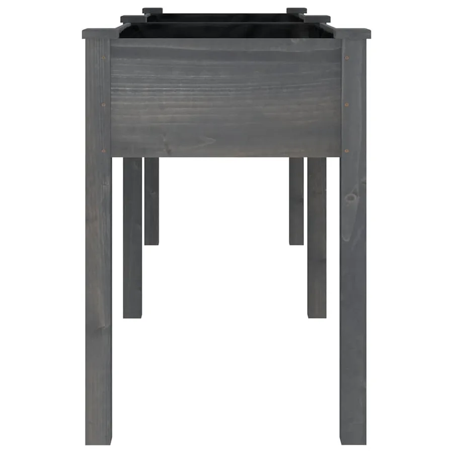 Jardinière avec doublure gris 203x53x76 cm bois massif de sapin - 5