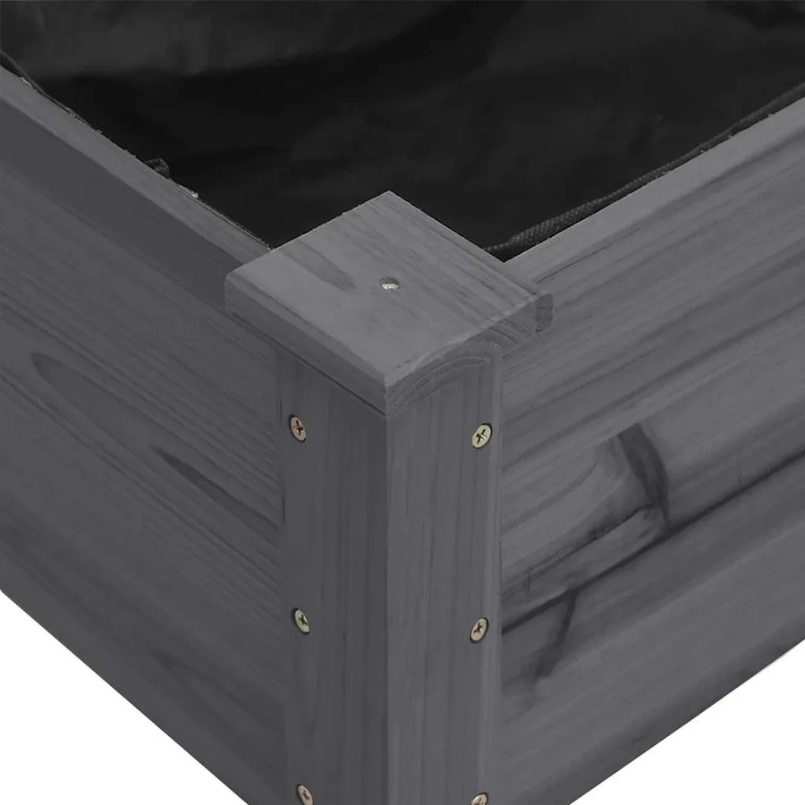 Jardinière avec doublure gris 203x53x76 cm bois massif de sapin - 7