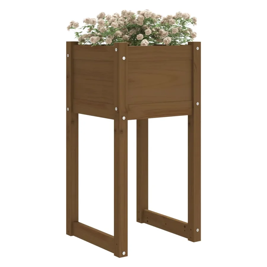 Jardinière Marron miel 40x40x81 cm Bois massif de pin - 3