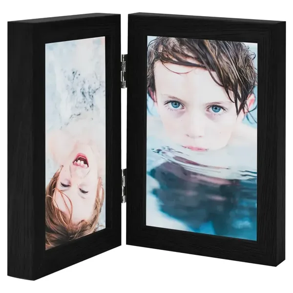 Cadre photo dépliable en deux Noir 2x(21x29,7 cm)
