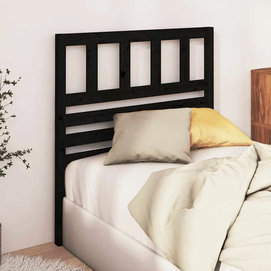 Tête de lit Noir 81x4x100 cm Bois massif de pin - 3