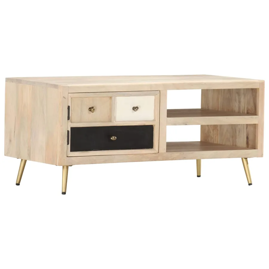 Table basse 90x45x40 cm Bois de manguier massif - 7