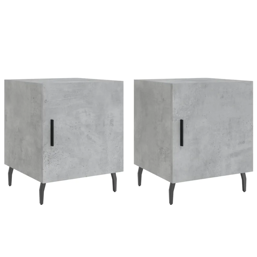 Tables de chevet 2 pcs gris béton 40x40x50 cm bois d’ingénierie - 2