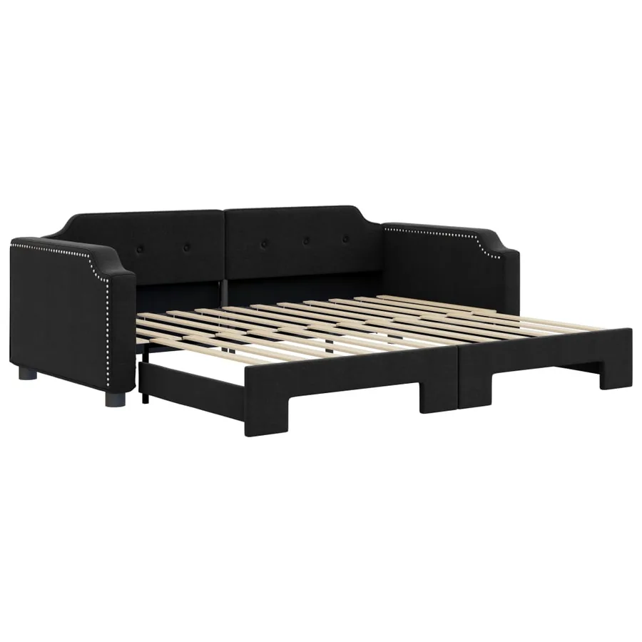 Lit de jour avec gigogne sans matelas noir 90x200 cm - 2
