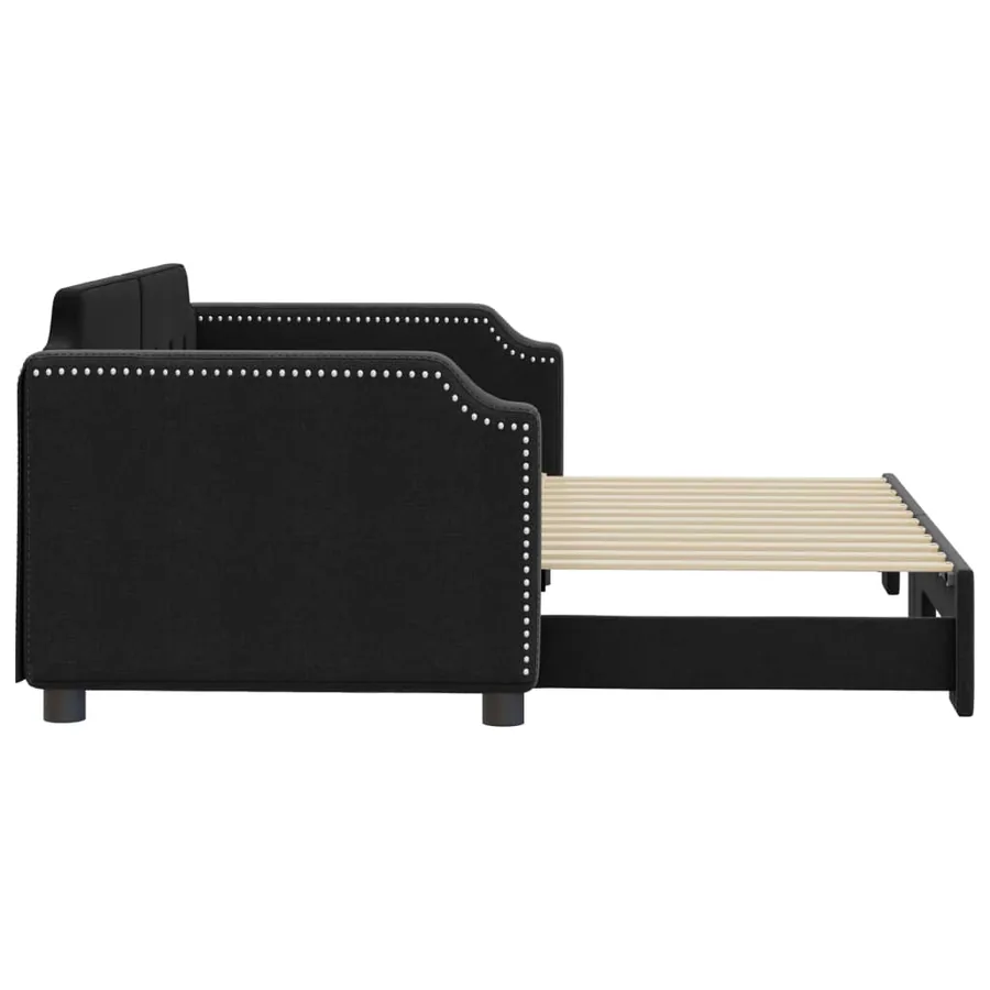 Lit de jour avec gigogne sans matelas noir 90x200 cm - 4