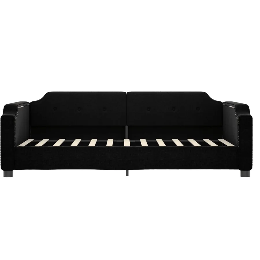 Lit de jour avec gigogne sans matelas noir 90x200 cm - 6