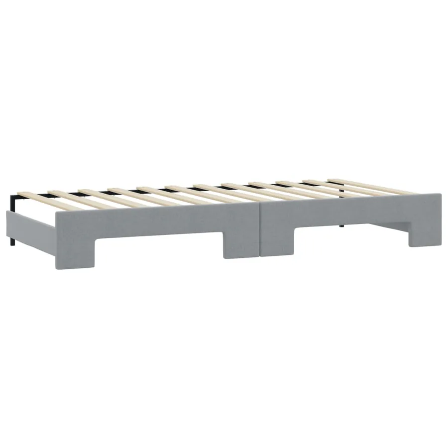 Lit de jour avec gigogne et matelas gris clair 90x190 cm tissu - 5