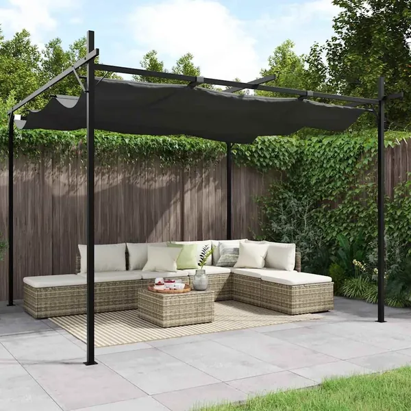 Pergola avec toit rétractable anthracite 295x292x230 cm