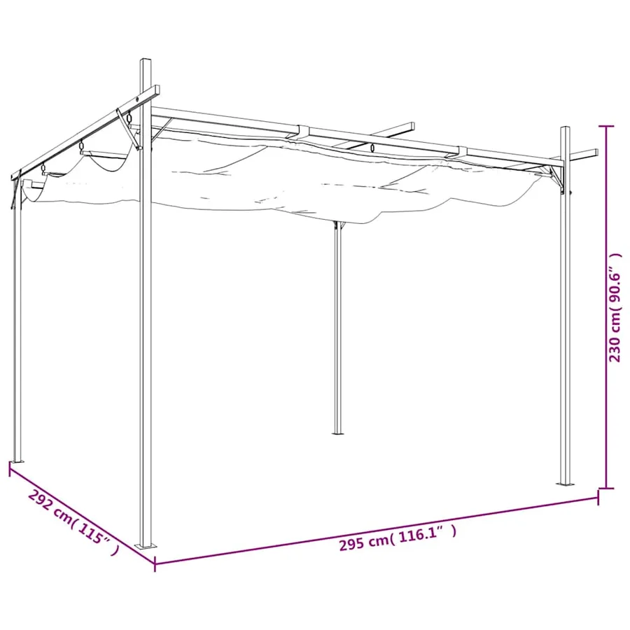 Pergola avec toit rétractable anthracite 295x292x230 cm - 8