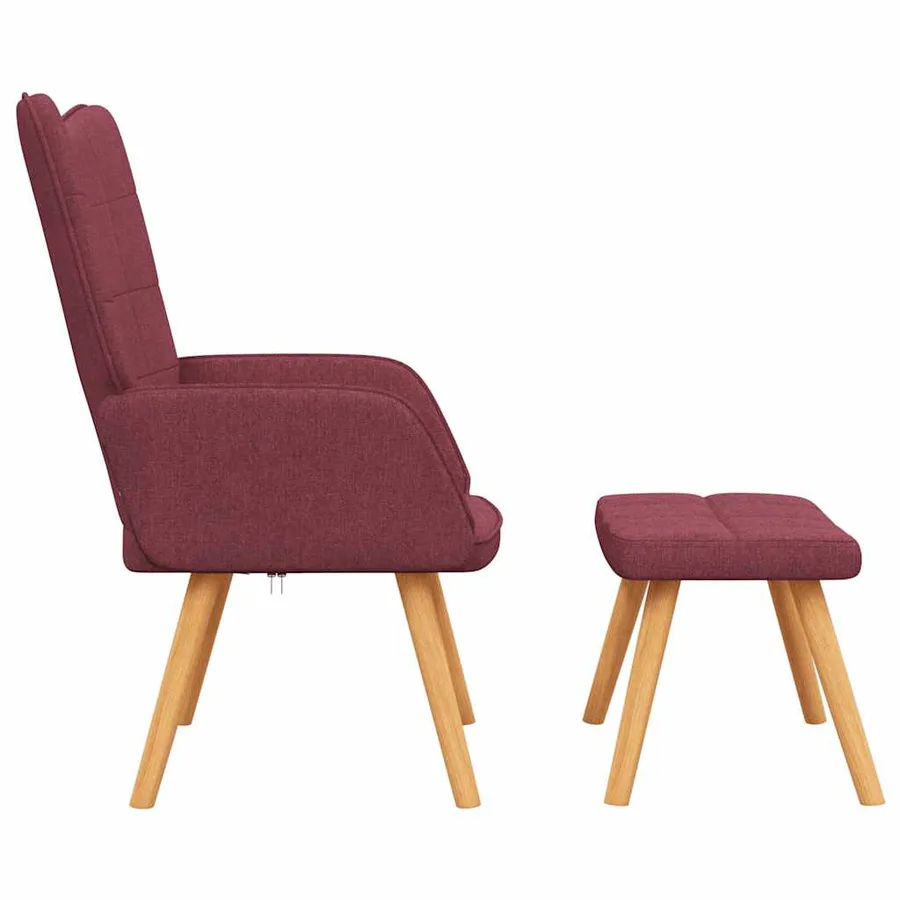 Chaise de relaxation avec tabouret Rouge bordeaux Tissu - 4