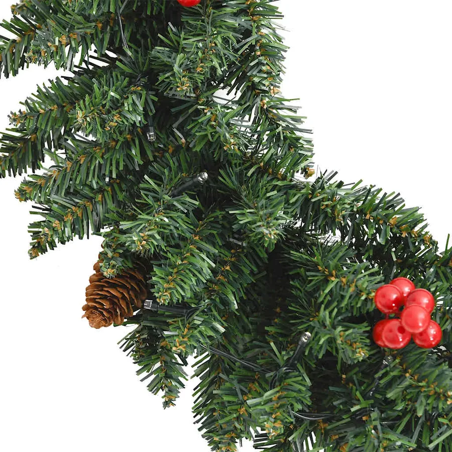 Arbres de Noël artificiels 2 pcs et couronne, guirlande et LED - 11