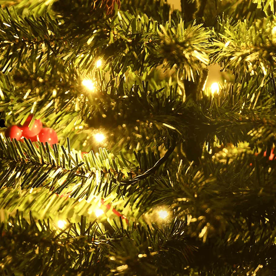 Arbres de Noël artificiels 2 pcs et couronne, guirlande et LED - 6