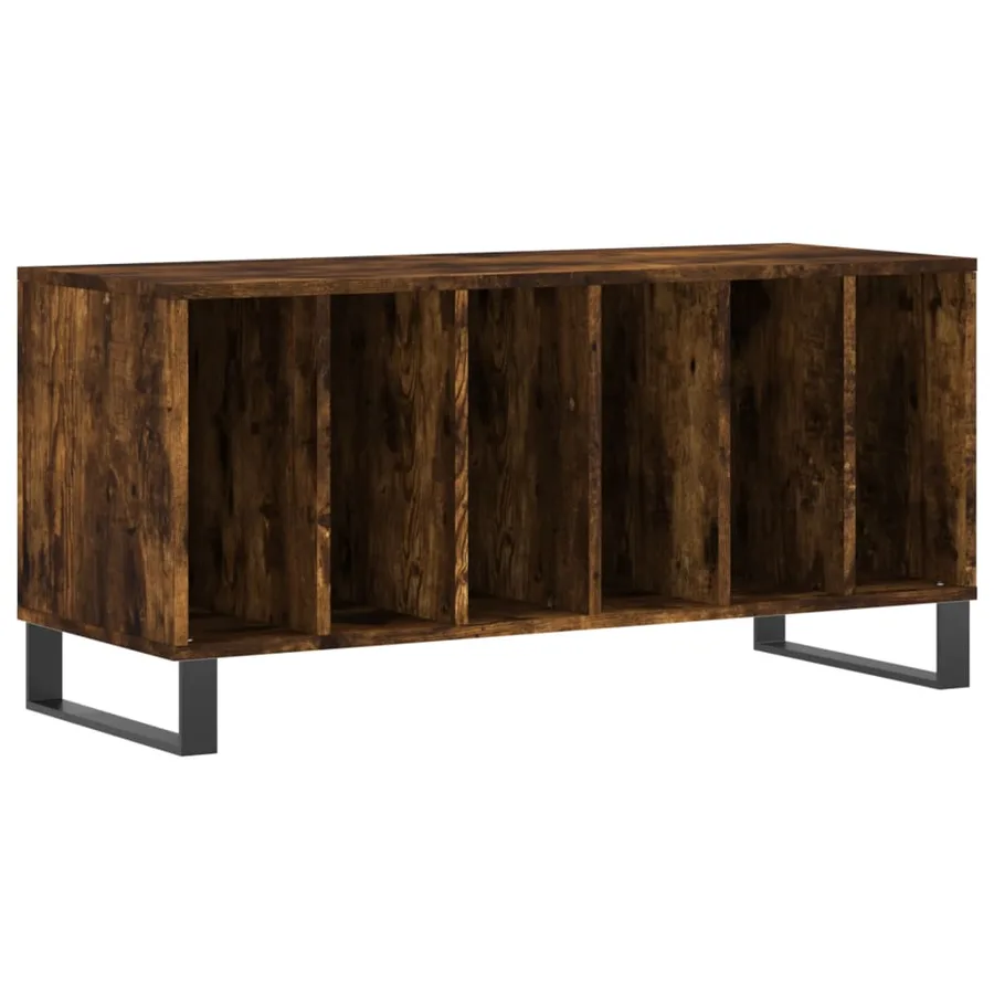 Armoire à disques chêne fumé 100x38x48 cm bois d'ingénierie - 2