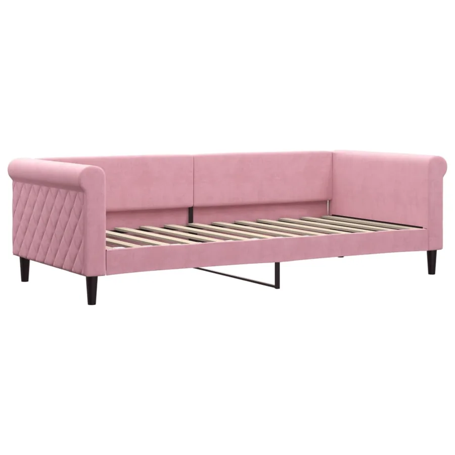 Lit de jour avec matelas rose 90x200 cm velours - 3