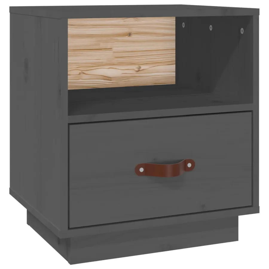 Table de chevet Gris 40x34x45 cm Bois de pin massif - 2