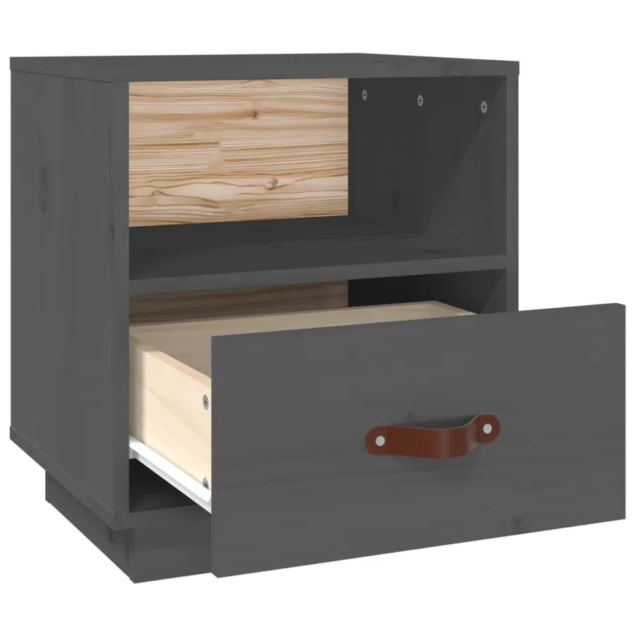 Table de chevet Gris 40x34x45 cm Bois de pin massif - 7