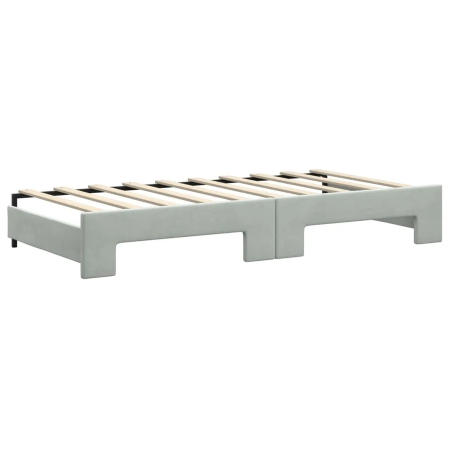 Lit de jour avec lit gigogne gris clair 90x190 cm velours - 8