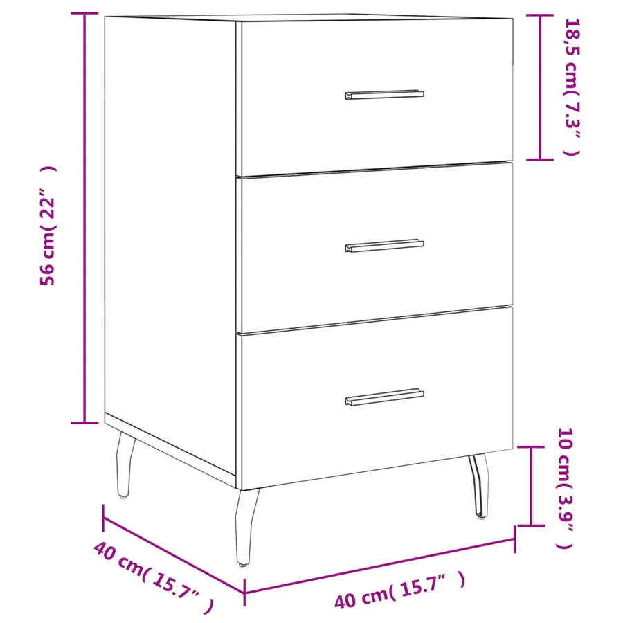 Table de chevet chêne sonoma 40x40x66 cm bois d'ingénierie - 12