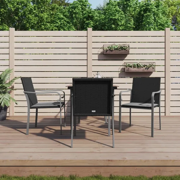 Ensemble à manger de jardin 5 pcs coussins résine tressée acier