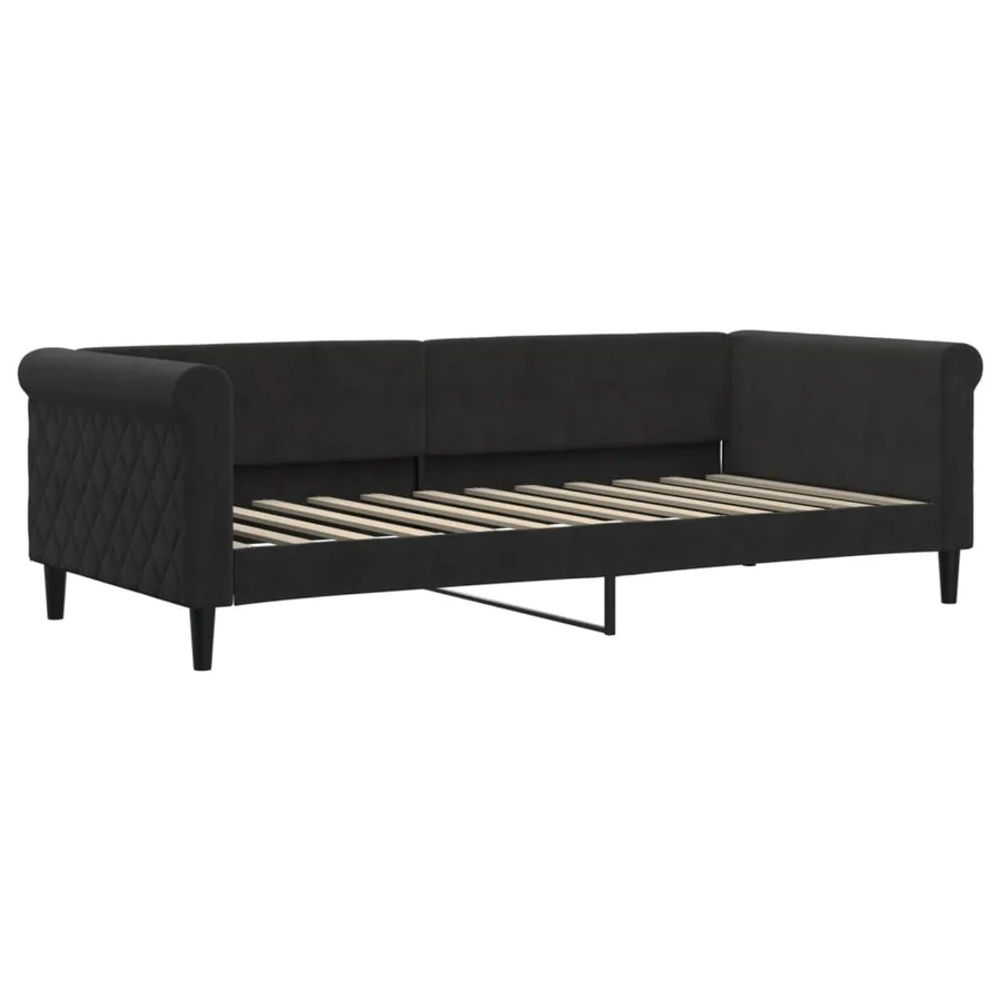 Lit de jour avec gigogne et matelas noir 90x200 cm velours - 4