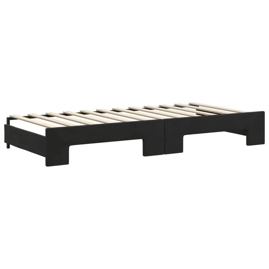 Lit de jour avec gigogne et matelas noir 90x200 cm velours - 5