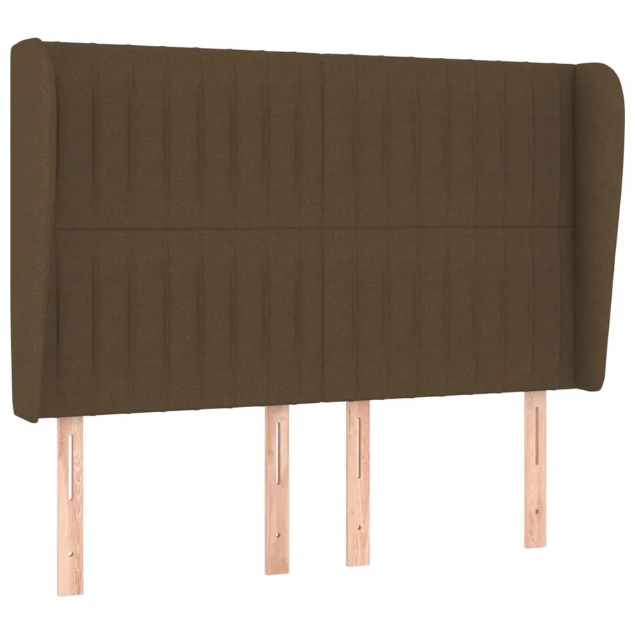 Tête de lit avec oreilles Marron foncé 147x23x118/128 cm Tissu - 2